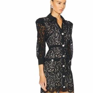 L'AGENCE Black Lace Long Sleeve Dress